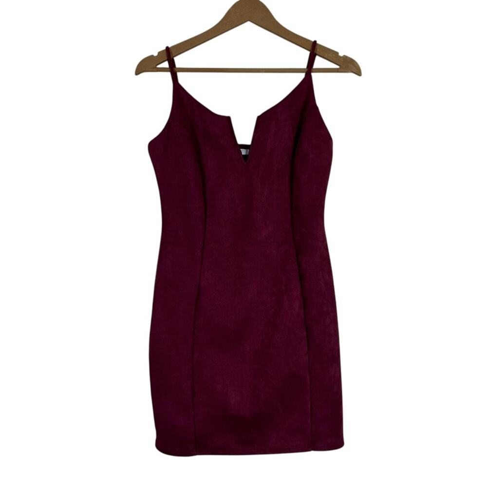 NWT Iris Mini Dress Womens M Maroon Faux Suede Bodycon Sleeveless Cocktail